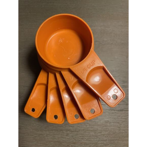 Tupperware Measuring Stacking Cups Set of 5 Orange VTG 1970sRetro-1 cup missing - Picture 1 of 8